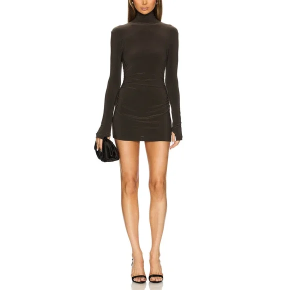 Norma Kamali | Dresses | Norma Kamali Long Sleeve Brown Turtleneck  Pickleball Dress Size S Nwt | Poshmark